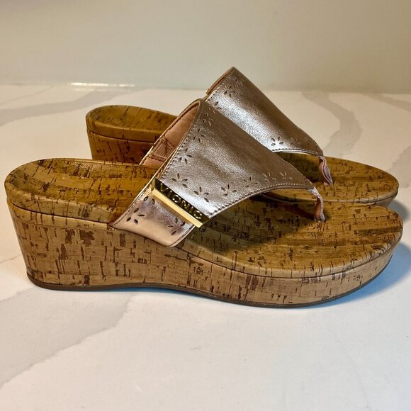 Vionic Anitra Rose Gold Pink Metallic Wedge Sandal - Size 9 - Picture 8 of 15